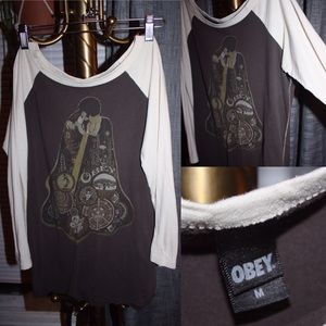 Obey hippie 3/4 length sleeve baseball tee